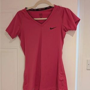 Nike Pink Fitted V-Neck T-Shirt